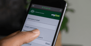 Mobile phone screenshot of myGov app